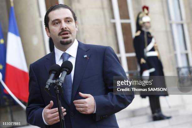 French President Nicolas Sarkozy receives Lebanon's Prime Minister Saad Hariri, at the Elysee Palace in Paris, France on January 22nd, 2010 - The...