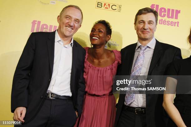 The premiere of "Fleur du desert" at theatre Marigny in Paris, France on March 07th, 2010 - Francois-Henri Pinault, Waris Dirie, Roch Lener.