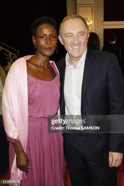 The premiere of "Fleur du desert" at theatre Marigny in Paris, France on March 07th, 2010 - Waris Dirie, Francois-Henri Pinault.