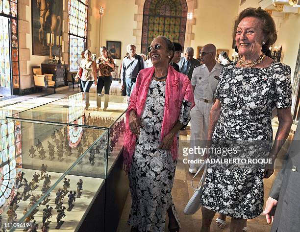 French Napoleon princess Alix de Foresta visits the Napoleon Museum during its reopening in Havana, on March 29, 2011. AFP PHOTO/ADALBERTO ROQUE