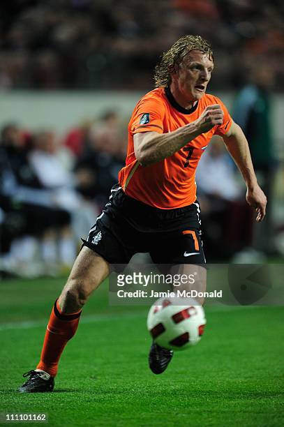 Dirk Kuyt of the Netherlands in action during the Group E, EURO 2012 Qualifier between Netherlands and Hungary at the Amsterdam Arena on March 29,...