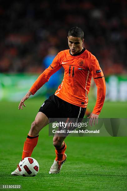 Ibrahim Afellay of the Netherlands in action during the Group E, EURO 2012 Qualifier between Netherlands and Hungary at the Amsterdam Arena on March...