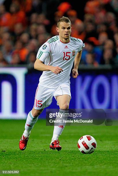 Vladinir Koman of Hungary in action during the Group E, EURO 2012 Qualifier between Netherlands and Hungary at the Amsterdam Arena on March 29, 2011...