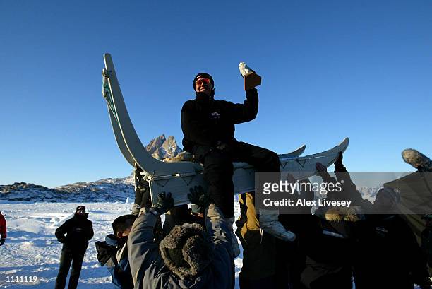 Roger Beames of Scotland wins The Drambuie World Ice Golf Championships in Uummannaq, Greenland. DIGITAL IMAGE. For more information contact Tamsin...