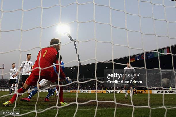 Goalkeeper Kevin Trapp of Germany lets in Italy's second goal by Fabio Borini during the U21 international friendly match between Germany and Italy...