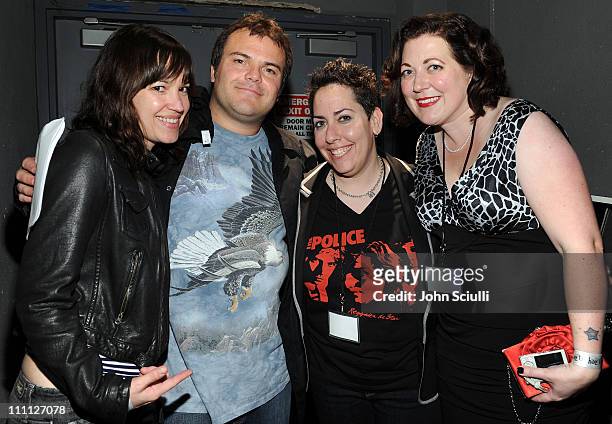 Tanya Haden, Jack Black, Julie Berger and Sara Berger attend Initiative Rocks benefit concert presented by Initiative and Myspace for Friends of the...