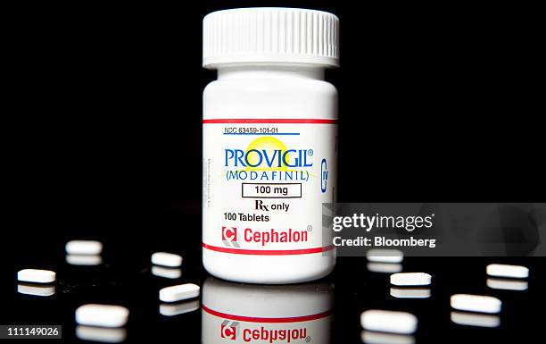 Cephalon Inc.'s Provigil, used to treat excessive sleepiness caused by narcolepsy, is arranged for photograph at a pharmacy in New York, U.S., on...
