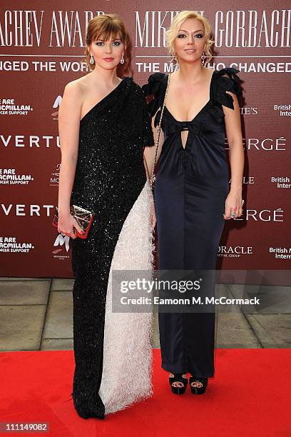 Ksenia Gorbacheva and Anastasia Virganskaya attend the Gorby 80 Gala at the Royal Albert Hall on March 30, 2011 in London, England. The concert is to...