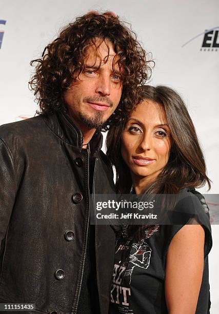 Musician Chris Cornell and wife Vicky Cornell arrive at the 2009 MusiCares Person of the Year Tribute to Neil Diamond at the Los Angeles Convention...