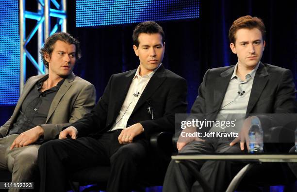 Actors James Badge Dale, Jon Seda, and Joe Mazzello of "The Pacific" speak during the HBO portion of the 2010 Television Critics Association Press...