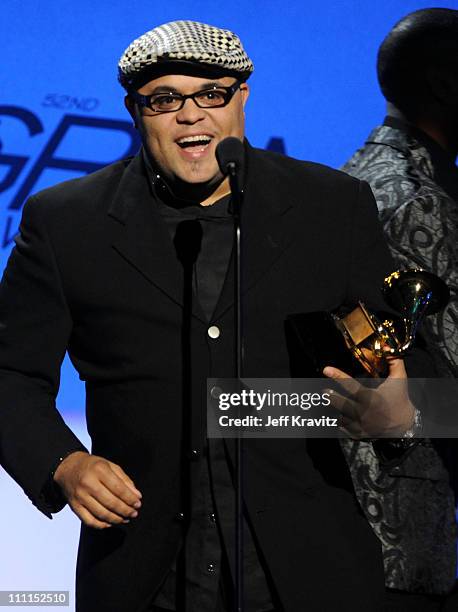 Singer Israel Houghton speaks onstage during the 52nd Annual GRAMMY Awards pre-telecast held at Staples Center on January 31, 2010 in Los Angeles,...