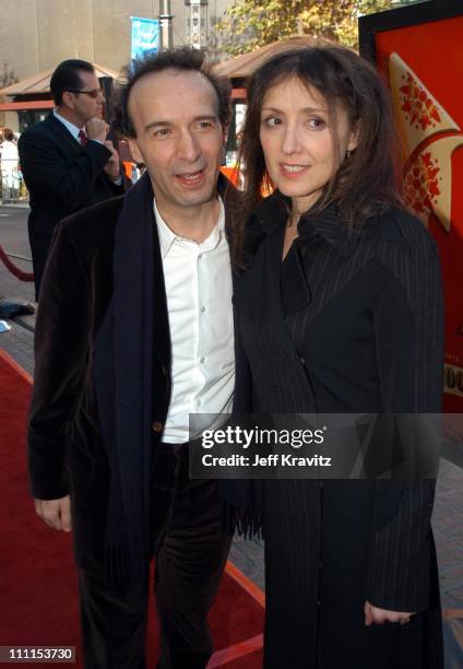 Roberto Benigni, NIcoletta Braschi during Miramax Films Premiere of "Pinnochio" at The Grove in Los Angeles, California, United States.