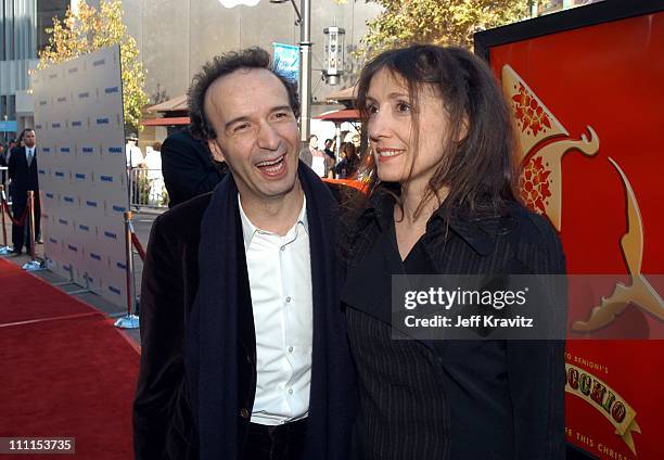 Roberto Benigni, NIcoletta Braschi during Miramax Films Premiere of "Pinnochio" at The Grove in Los Angeles, California, United States.