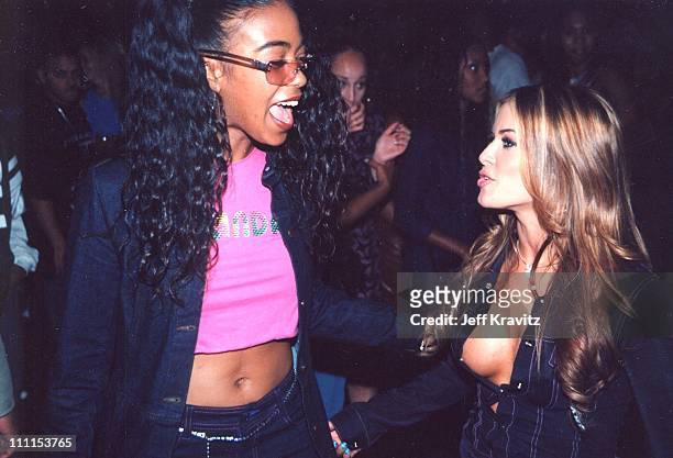 Ananda Lewis & Carmen Electra during Jay-Z's Roller Bash CD Release Party taping for MTV in Northridge, California, United States.