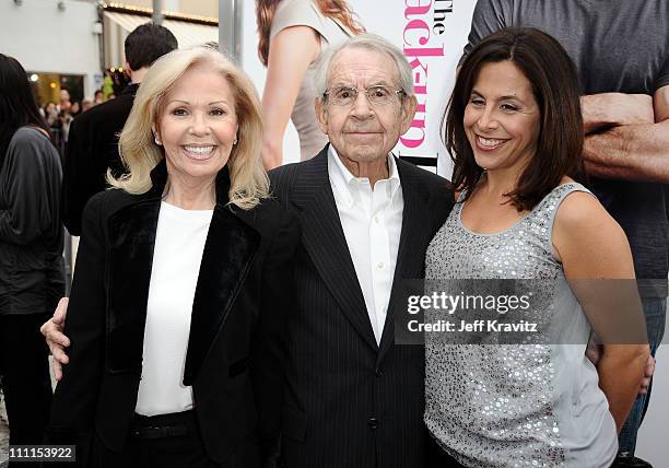 Actress Patricia Carr, actor Tom Bosley, and CBS Films' president and CEO Amy Baer arrive at the premiere of "The Back-up Plan" held at Regency...