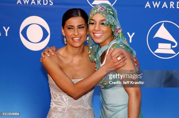 Nelly Furtado and Alicia Keys during The 44th Annual Grammy Awards at Staples Center in Los Angeles, California, United States.