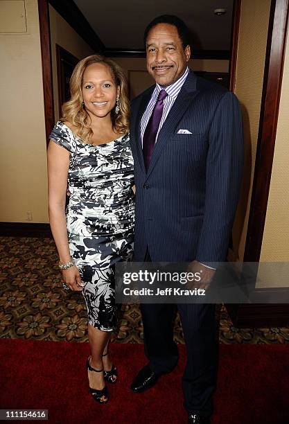 Dave Winfield and guest arrive at the 25th Anniversary Of Cedars-Sinai Sports Spectacular held at Hyatt Regency Century Plaza on May 23, 2010 in...