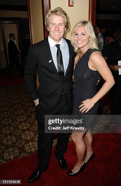 Ted Ligety and guest arrive at the 25th Anniversary Of Cedars-Sinai Sports Spectacular held at Hyatt Regency Century Plaza on May 23, 2010 in Century...