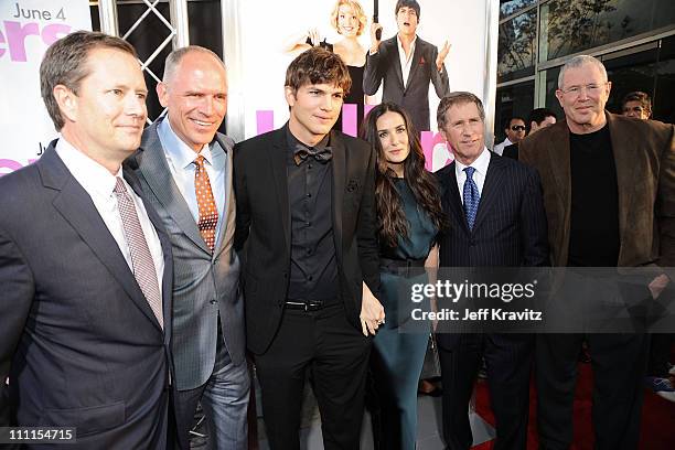 Lionsgate's Michael Burns, President of the Motion Picture Group and co-COO, Joe Drake, Actor Ashton Kutcher, Actress Demi Moore, Lionsgate CEO Jon...