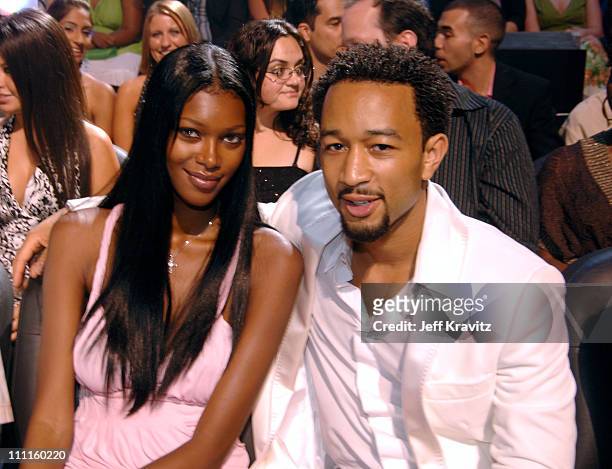 Jessica White and John Legend during 2005 MTV Video Music Awards - Audience and Backstage at American Airlines Arena in Miami, Florida, United States.