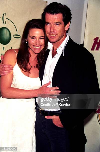 Pierce Brosnan & Keely Shaye Smith during 1996 Eco Neighbors at Hard Rock Cafe in Los Angeles, California, United States.