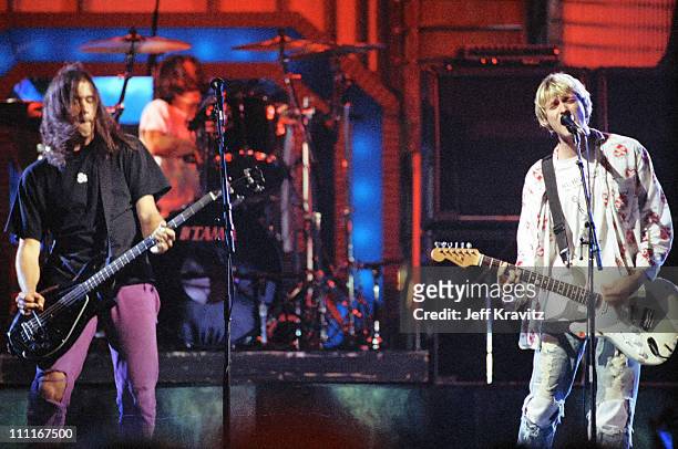 Nirvana during 1992 MTV Video Music Awards - Rehearsals at Pauley Pavilion in Los Angeles, California, United States.