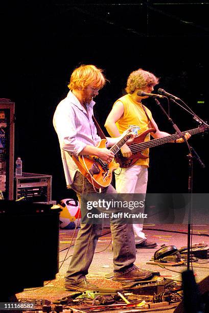 Trey Anastasio and Mike Gordon during Phish IT Festival Day 2 at Loring Airforce Base in Limestone, Maine, United States.