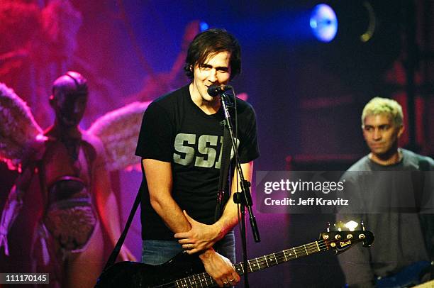 Krist Novoselic and Pat Smear of Nirvana during MTV Live and Loud: Nirvana Performs Live - December 1993 at Pier 28 in Seattle, Washington, United...