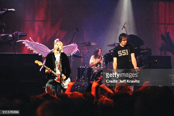 Kurt Cobain, Dave Grohl and Krist Novoselic of Nirvana