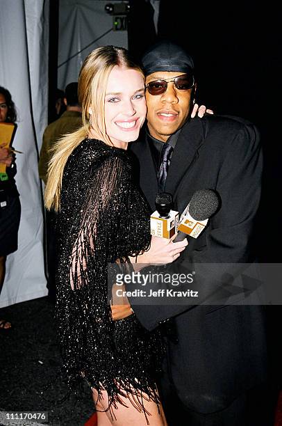 Rebecca Romijn and Jay Z during The 1999 MTV Movie Awards at Barker Hanger in Santa Monica, California, United States.
