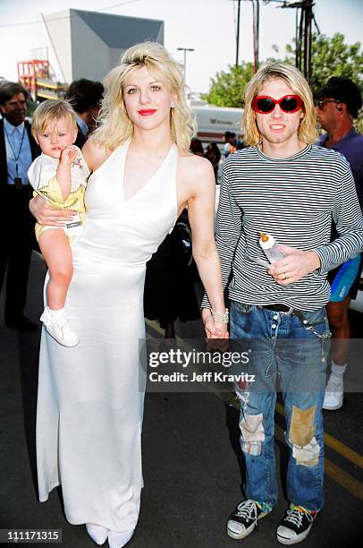 Courtney Love, Frances Bean Cobain, Kurt Cobain of Nirvana.