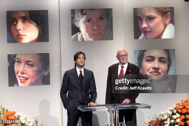 Adrien Brody and Frank Pierson during The 77th Annual Academy Awards - Nomination Announcements at Academy of Motion Pictures Arts and Sciences in...