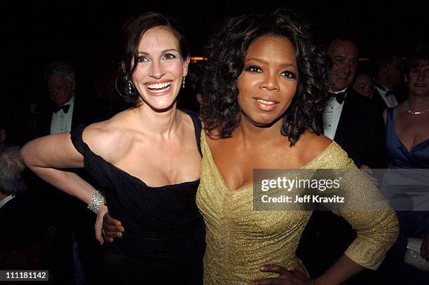 Julia Roberts and Oprah Winfrey during The 77th Annual Academy Awards - Governors Ball at Kodak Theatre in Los Angeles, California, United States.