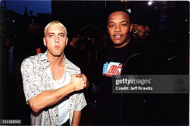 Eminem and Dr. Dre during 1999 MTV Video Music Awards at Lincoln Center in New York City, New York, United States.