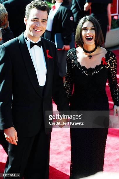 Jon Tenney and wife Teri Hatcher during 1993 Emmy Awards Arrivals in Los Angeles, California.