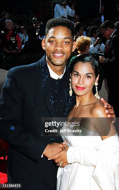 Will Smith and wife Sheree Smith during 1993 Emmy Awards Arrivals in Los Angeles, California.