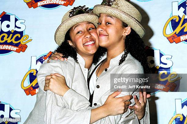 Tia Mowry and Tamera Mowry during 1994 Kids Choice Awards at Shrine Auditorium in Los Angeles, California, United States.