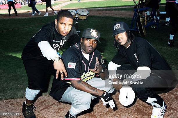 Naughty By Nature during MTV's 3rd Annual Rock 'n Jock Softball at Memorial Park in Long Beach, California, United States.