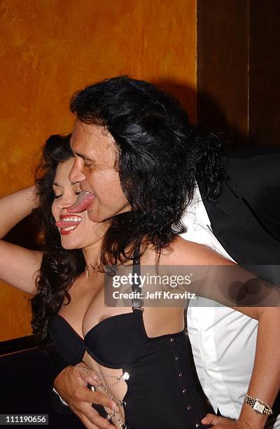 Devin DeVasquez and Gene Simmons during Tongue Magazine Party at Barfly at Barfly in Los Angeles, California, United States.