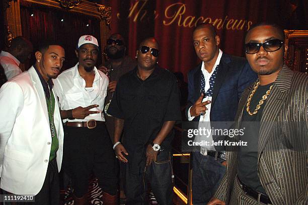 Ludacris, Andre 3000, Yung Joc, Jay-Z and Nas during 2006 MTV Video Music Awards - Backstage at Radio City Music Hall in New York, New York, United...