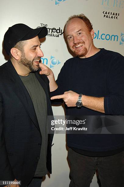 Dave Attell and Louis CK during HBO & AEG Live's "The Comedy Festival" - AOL Party at Caesars Palace in Las Vegas, Nevada, United States.