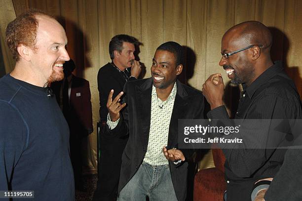 Louis C.K., Chris Rock and Mario Joyner during HBO & AEG Live's "The Comedy Festival" - The Comedian Award - Backstage at Caesars Palace in Las...