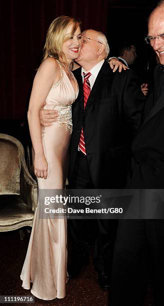 Actress Sharon Stone and Former Soviet leader Mikhail Gorbachev attend the Gorby 80 Gala at the Royal Albert Hall on March 30, 2011 in London,...