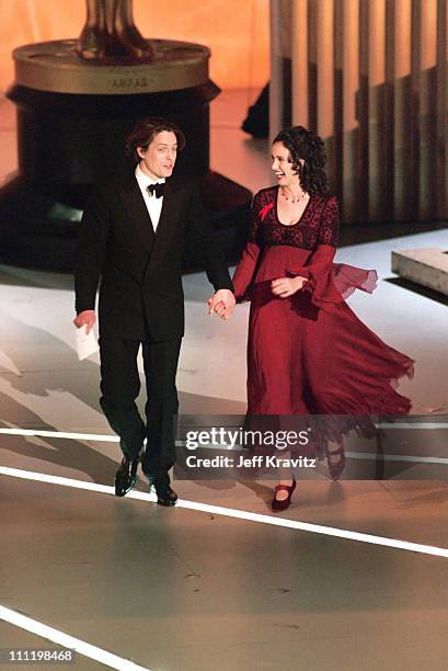 Hugh Grant and Andie MacDowell during 1995 Academy Awards in Los Angeles, California, United States.