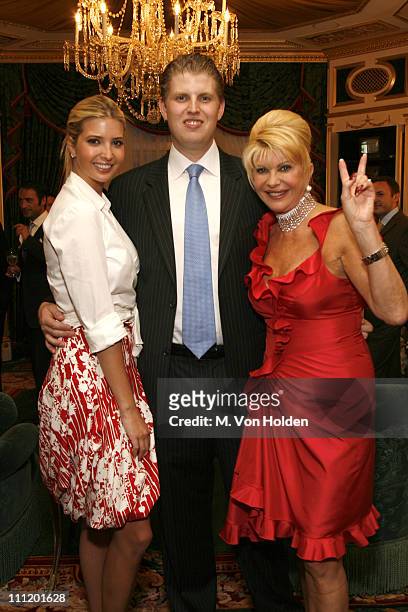 Ivanka Trump, Eric Trump, and Ivana Trump during Haley Binn, Jason Binn and Ivana Trump Spring into Summer with a Private Cocktail Reception at Ivana...