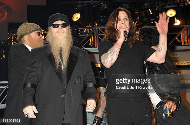 Dusty Hill of ZZ Top and Ozzy Osbourne, honorees during 2007 VH1 Rock Honors - Backstage at Mandalay Bay in Las Vegas, Nevada, United States.