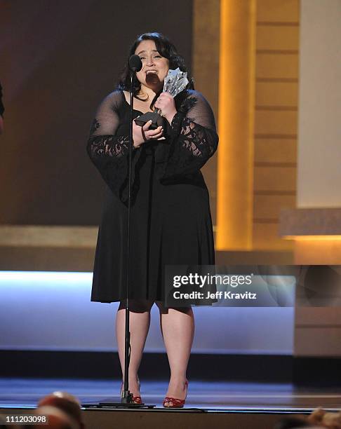 Actress Nikki Blonsky onstage at the 13th ANNUAL CRITICS' CHOICE AWARDS at the Santa Monica Civic Auditorium on January 7, 2008 in Santa Monica,...