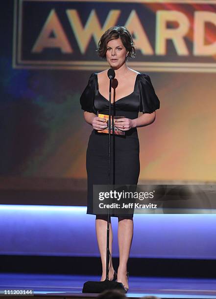 Actress Marcia Gay Harden onstage at the 13th ANNUAL CRITICS' CHOICE AWARDS at the Santa Monica Civic Auditorium on January 7, 2008 in Santa Monica,...