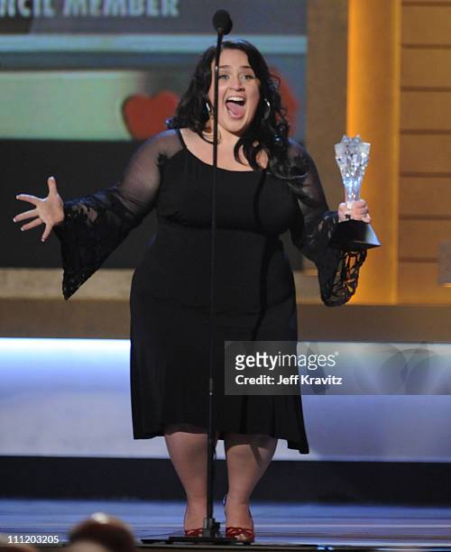Actress Nikki Blonsky onstage at the 13th ANNUAL CRITICS' CHOICE AWARDS at the Santa Monica Civic Auditorium on January 7, 2008 in Santa Monica,...