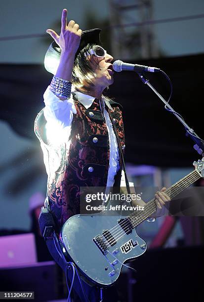 Musician Daniel Ash of Love and Rockets performs during day 3 of the Coachella Valley Music and Arts Festival held at the Empire Polo Field on April...